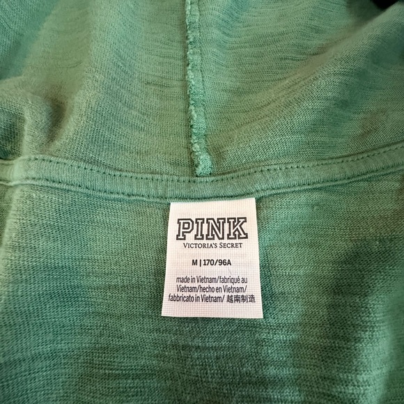 PINK  Victoria’s Secret Cropped Green Zip-up Hoodie - Picture 2 of 3